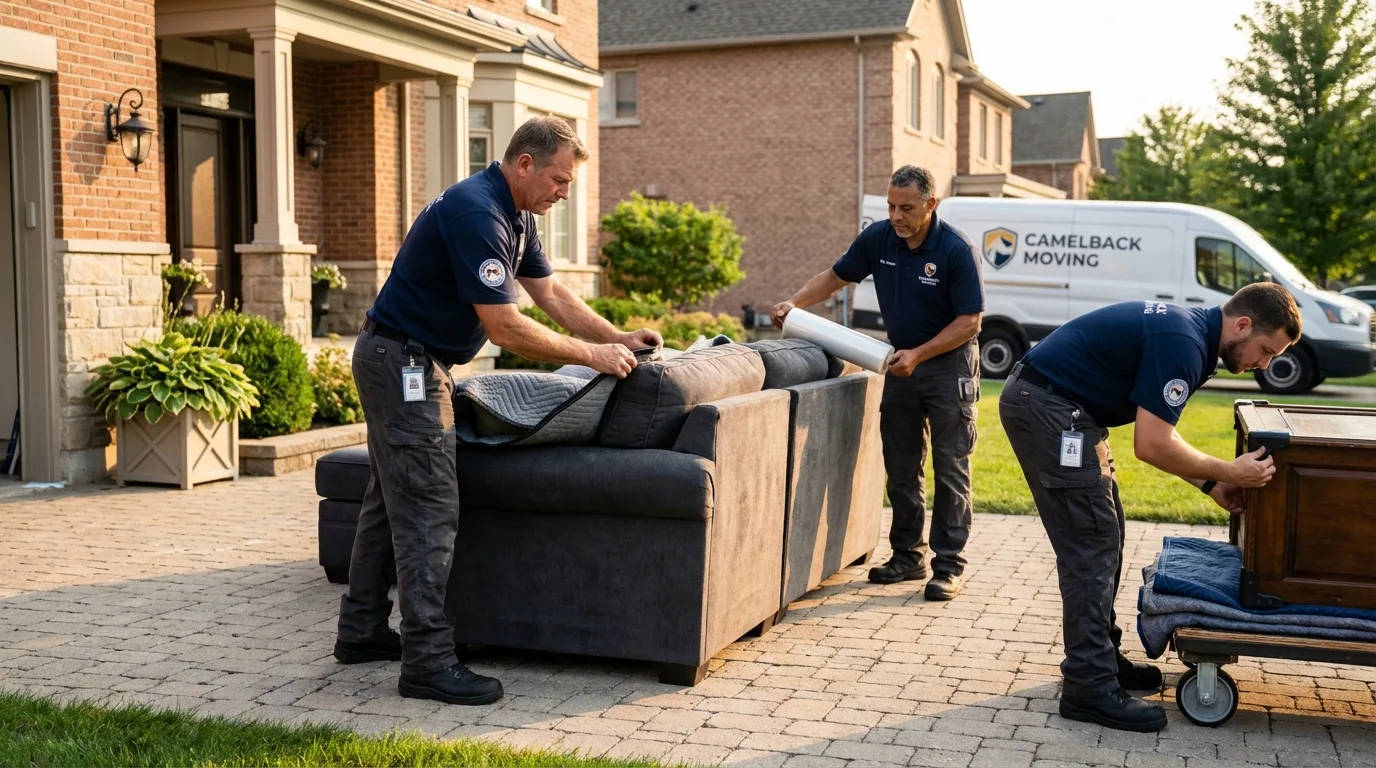 Large estate moving crew wrapping furniture in Mathews, LA